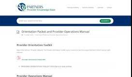
							         Orientation Packet and Provider Operations Manual - Partners ...								  
							    