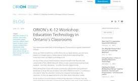 
							         ORION's K-12 Workshop: Education Technology in Ontario's ...								  
							    