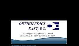 
							         Orthopedics East patient portal coming soon!								  
							    