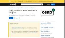 
							         OSAP: Ontario Student Assistance Program | Ontario.ca								  
							    