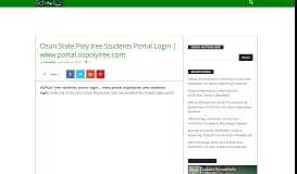 
							         Osun State Poly Iree Students Portal Login | www.portal.ospolyiree.com								  
							    