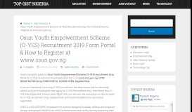 
							         Osun Youth Empowerment Scheme (O-YES) Recruitment 2019 Form ...								  
							    