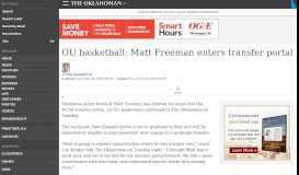 
							         OU basketball: Matt Freeman enters transfer portal - NewsOK.com								  
							    