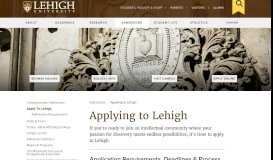 
							         Our Application Process, Tips and Deadlines | Lehigh University								  
							    