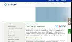 
							         Our Cancer Care Team | SCL Health								  
							    
