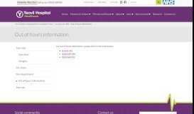
							         Out of hours information - Yeovil District Hospital NHS Foundation Trust								  
							    
