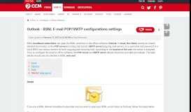 
							         Outlook - BSNL E-mail POP/SMTP configurations settings								  
							    