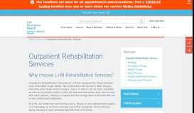 
							         Outpatient Rehabilitation Services – Lawrence + Memorial Hospital								  
							    