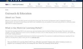 
							         Outreach & Education - Medi-Cal								  
							    