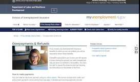 
							         Overpayments & Refunds - NJ Unemployment - NJ.gov								  
							    