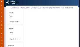 
							         Ovidentia NewsLetter Module 2.2 - 'admin.php' Remote File ...								  
							    