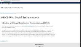 
							         OWCP Web Portal Enhancement - Division of Federal Employees ...								  
							    