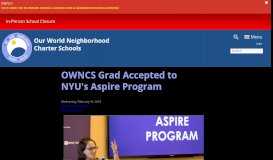 
							         OWNCS Grad Accepted to NYU's Aspire Program | Our World ...								  
							    