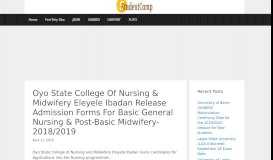 
							         Oyo State College Of Nursing & Midwifery Eleyele Ibadan Release ...								  
							    