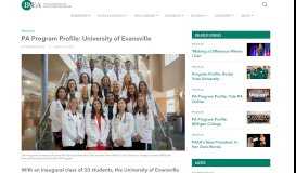 
							         PA Program Profile: University of Evansville								  
							    