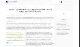 
							         Pageflex Storefront to Support JDF Integration with HP Indigo Digital ...								  
							    