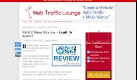 
							         Paid 2 Save Review – Legit Or Scam? | Web Traffic Lounge								  
							    