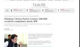 
							         Pakistan Citizen Portal crosses 100,000 resolved complaints mark: PM ...								  
							    