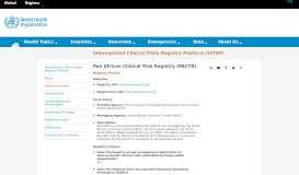 
							         Pan African Clinical Trial Registry (PACTR) - WHO								  
							    