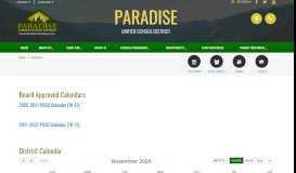 
							         Paradise Unified School District - Calendar								  
							    