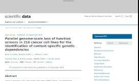 
							         Parallel genome-scale loss of function screens in 216 cancer cell lines ...								  
							    