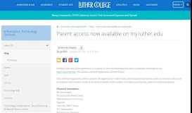 
							         Parent access now available on my.luther.edu - Luther College								  
							    