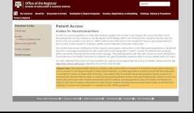 
							         Parent Access - Office of the Registrar - Texas A&M University								  
							    