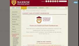 
							         Parent and Student Handbook - Barron Area School District								  
							    