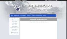 
							         Parent and Student Resources - O.W. Best Middle School								  
							    