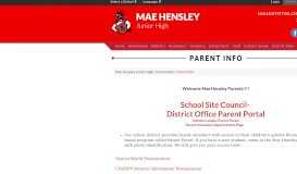 
							         Parent Info - Mae Hensley Junior High - Ceres Unified School District								  
							    