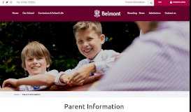 
							         Parent Information | Belmont School | Surrey | Ages 2 to 16								  
							    