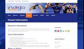 
							         Parent Information | Indigo Gymnastics								  
							    