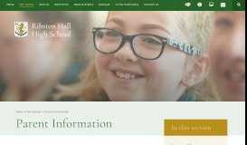 
							         Parent Information - Ribston Hall High School								  
							    