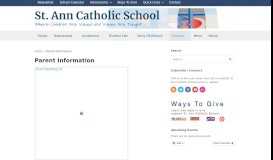 
							         Parent Information - St. Ann Catholic School								  
							    