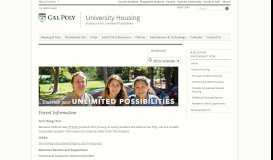 
							         Parent Information - University Housing - Cal Poly, San Luis Obispo								  
							    