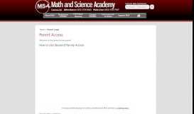 
							         Parent Login - Math and Science Academy								  
							    