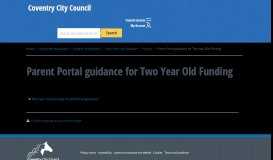 
							         Parent Portal guidance for Two Year Old Funding | Coventry City Council								  
							    