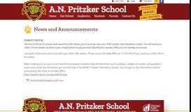 
							         PARENT PORTAL - News and Announcements - A.N. Pritzker School								  
							    