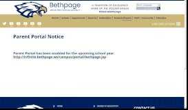 
							         Parent Portal Notice - Bethpage Union Free School District								  
							    
