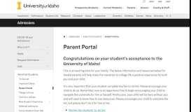 
							         Parent Portal - University of Idaho								  
							    