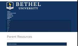 
							         Parent Resources | Bethel University								  
							    