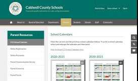 
							         Parent Resources / CCS School Calendar - Caldwell County Schools								  
							    