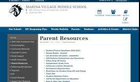 
							         Parent Resources - Marina Village Middle School								  
							    