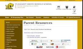 
							         Parent Resources - Pleasant Grove Middle School								  
							    
