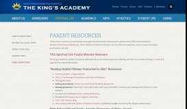 
							         Parent Resources - The King's Academy								  
							    