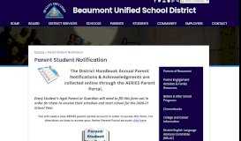 
							         Parent Student Notification - Beaumont Unified School District								  
							    