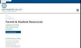 
							         Parent & Student Resources - San Ramon Valley Unified School District								  
							    