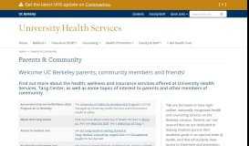 
							         Parents & Community | University Health Services								  
							    