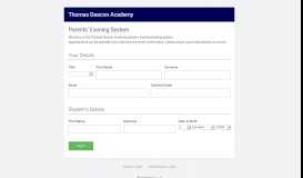 
							         Parents Evening System - Thomas Deacon Academy								  
							    