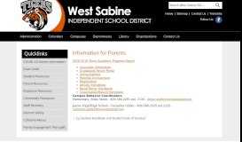
							         Parents - West Sabine Independent School District								  
							    